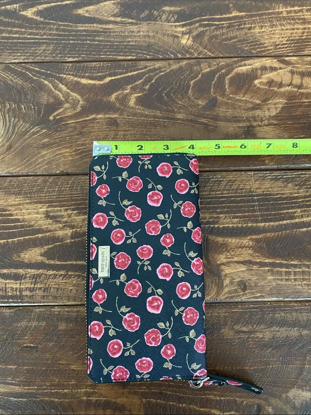Kate Spade Black Rose Zip-Around Wallet